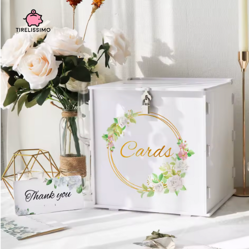 Tirelire blanche à fleurs