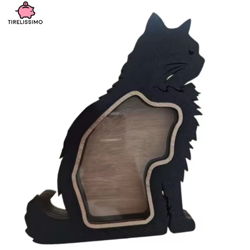 Tirelire chat en bois