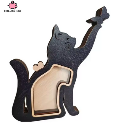 Tirelire chat en bois