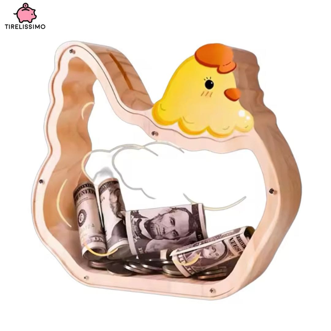 Tirelire Poule en Bois