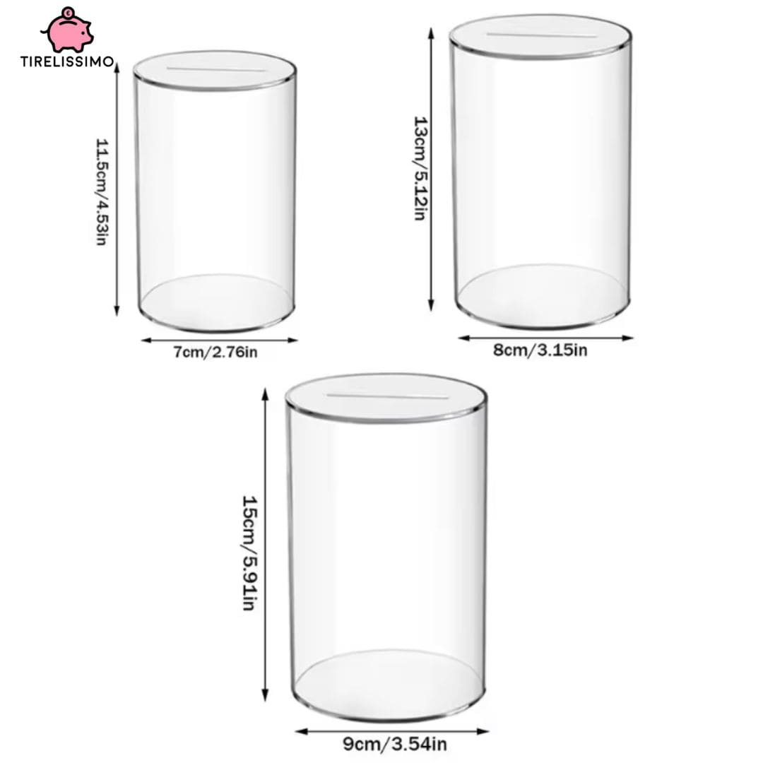 Tirelire Cylindre Transparant
