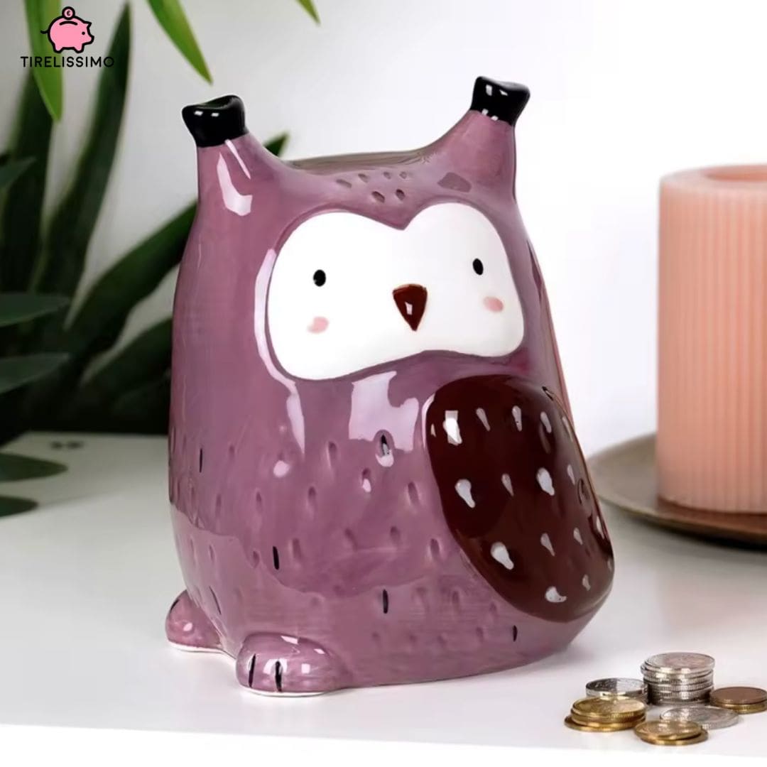 Tirelire Hibou Violet