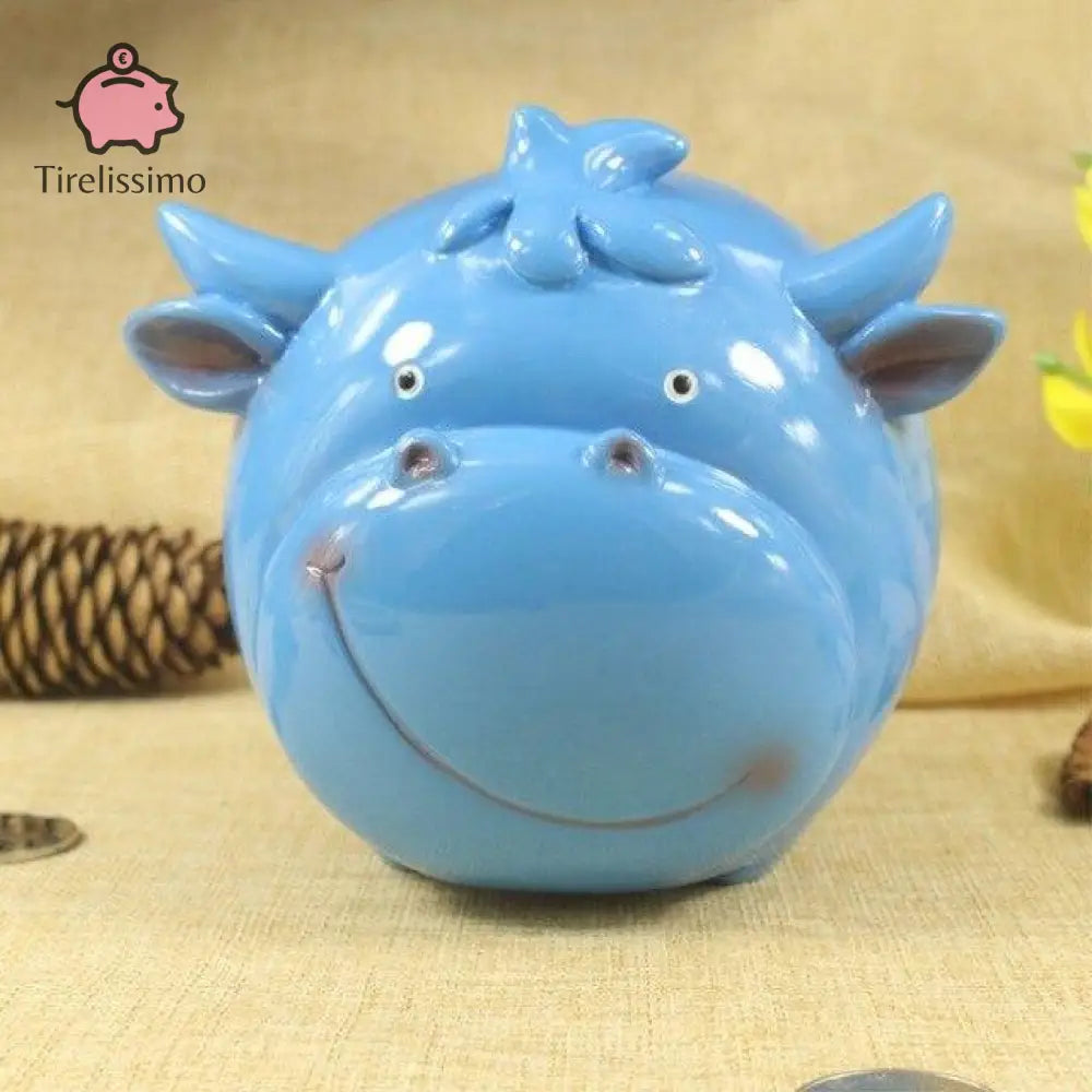 Tirelire Vache Enfant Bleu